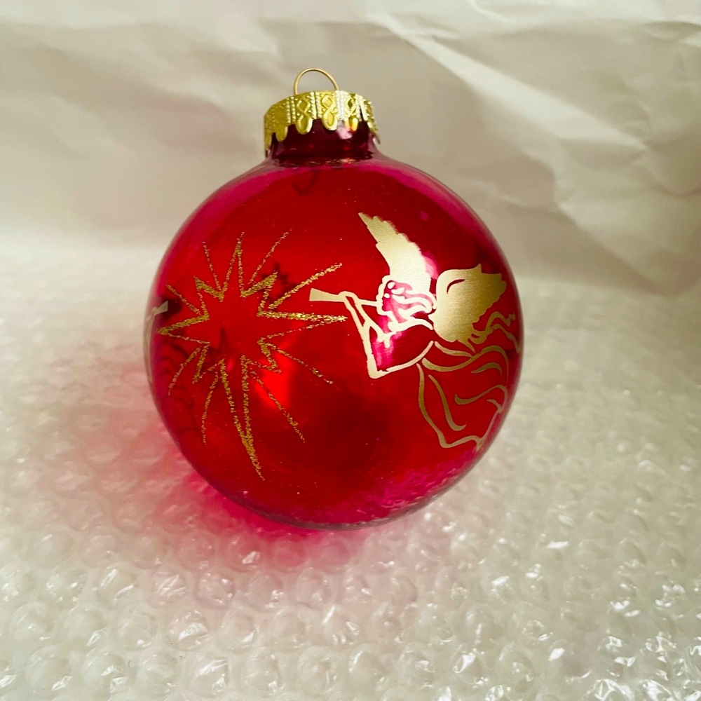 Bronner's Cranberry GLASS with Gold - Christmas Ornament - Hungary